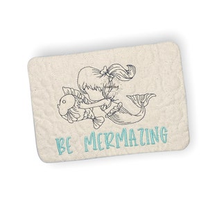 ITH Mug Rug, Be Mermazing Mermaid Mug Rug,  Embroidery Design, Machine Embroidery, 5 x 7 Hoop, Mermaid ITH