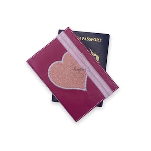 ITH Passport Cover Heart Applique  Machine Embroidery, 6 x 10 Hoop, Passport, Passport Book Cover, Digital Design