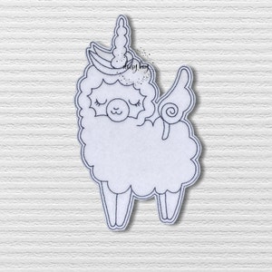 Llamacorn Colouring Doll Embroidery Design, ITH Flat Llama Doll, Redwork, ITH Coloring Dolls, Embroidery Digital Design File