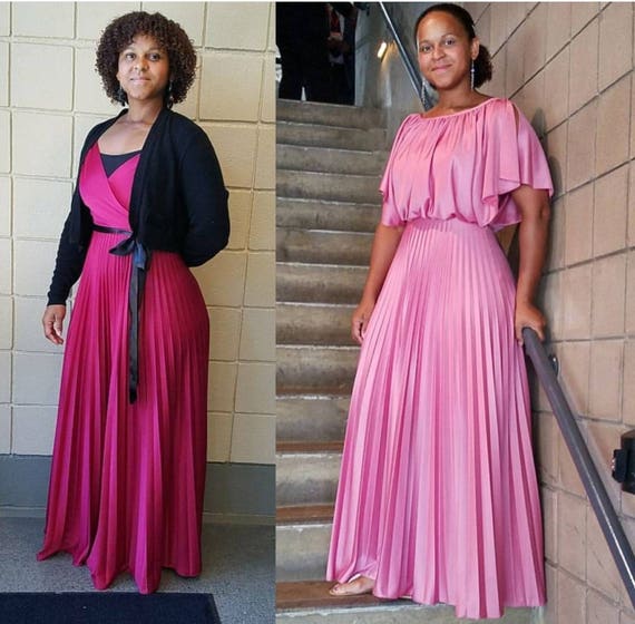 70s maxi dress pink goddess dress