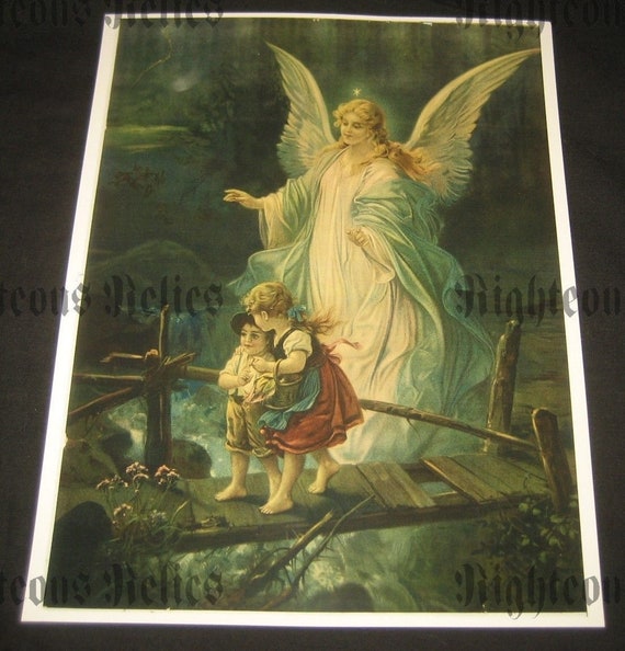 1918 Guardian Angel Heiliger Schutzengel Christian German Art Etsy
