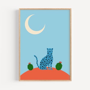 Leopard Digital Poster, Kids Room Art, Printable Nursery Decor, Instant Download, Colorful Playroom Print, Vibrant Wall Art