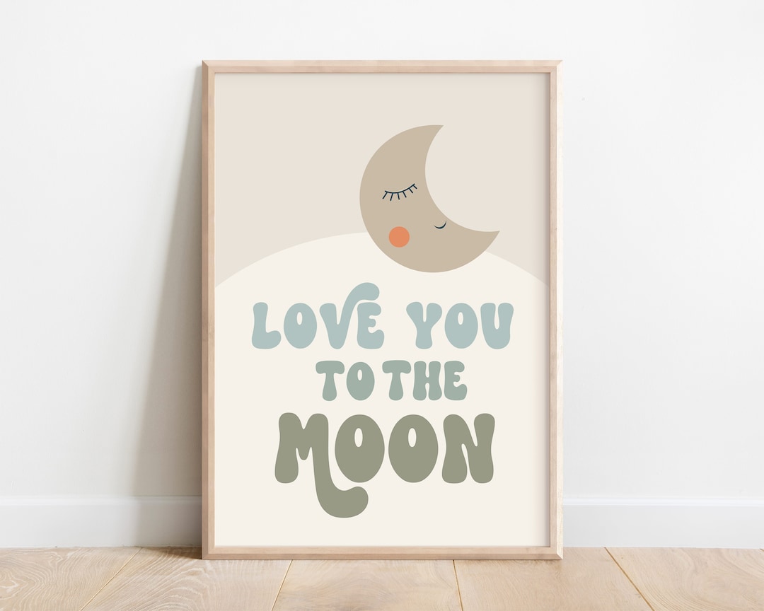 Boho Kids Poster: Love You to the Moon, Retro Nursery Art - Etsy