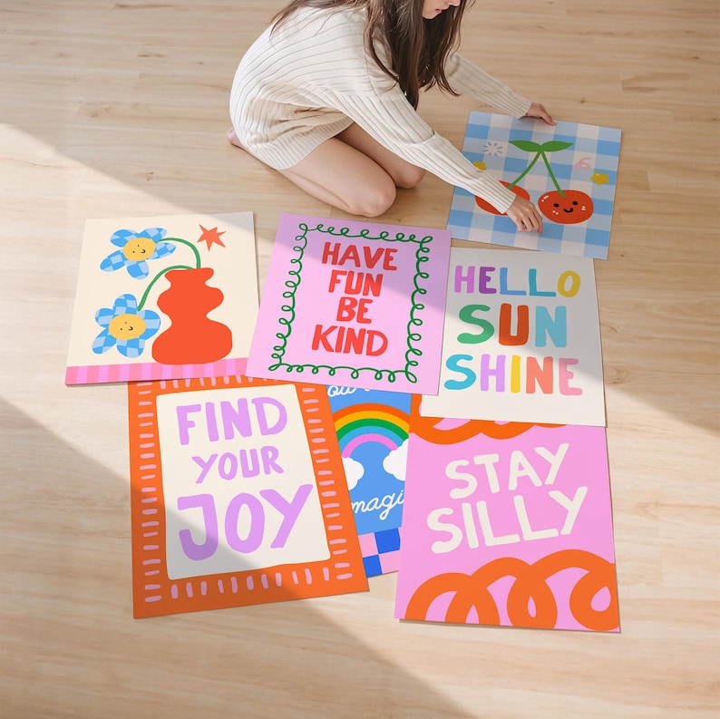 Whimsical Dopamine Prints, 24 Cheerful Nursery Posters, Girls Printable Wall Art Bundle image 2