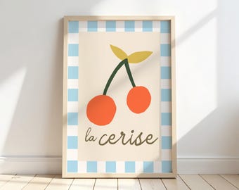 Charmante kersenprint, grillige muurkunst voor kinderkamer of speelkamer