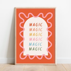 Whimsical Kids Print, Colorful Wall Art, Fun Playroom Decor, Bright Nursery Art, Boho Magic Poster, Fun Girls Bedroom, Toddler Birthday Gift