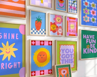 24 Dopamine Prints, Colorful Maximalist Wall Art Bundle (Digital Download)