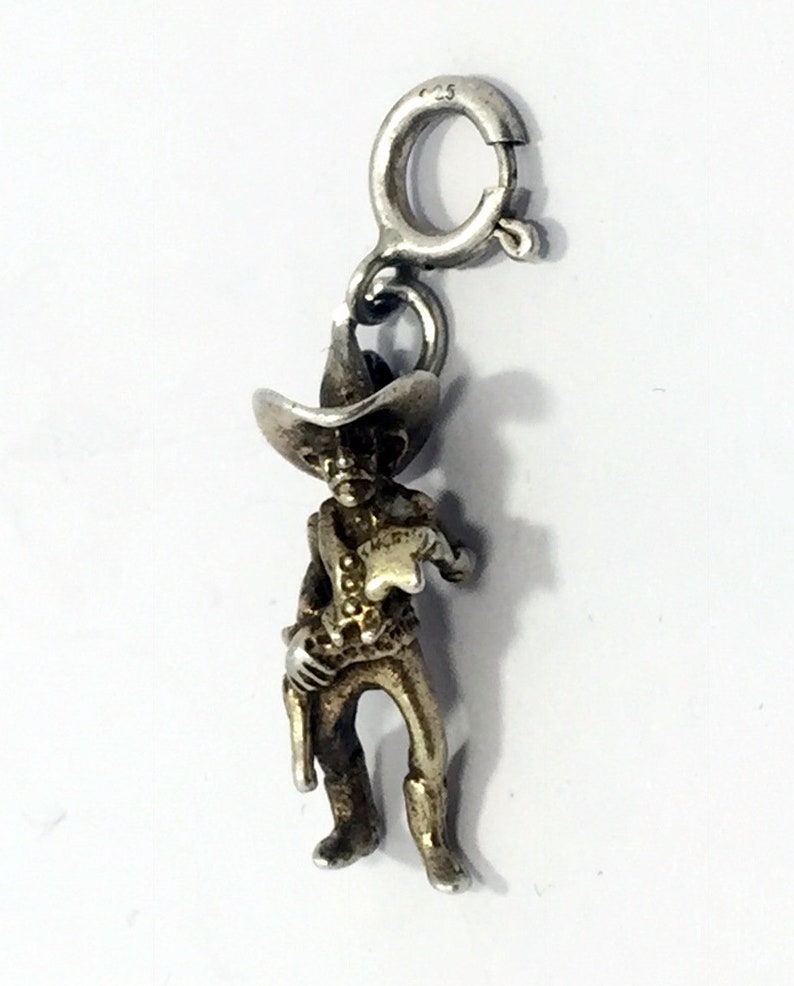 Vintage Sterling Silver 925 Texas Ranger Sheriff Cowboy Wild West Bracelet Charm