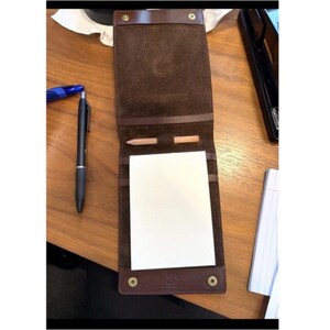 IL BISONTE Brown Italian LEATHER Note Pad Holder Made In Italy Pebbled Leather