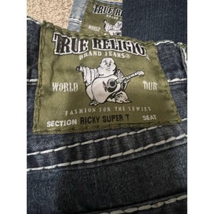 True Religion Ricky Super T 36 Jeans Thick Stitches Made In USA RARE Vintage image 9