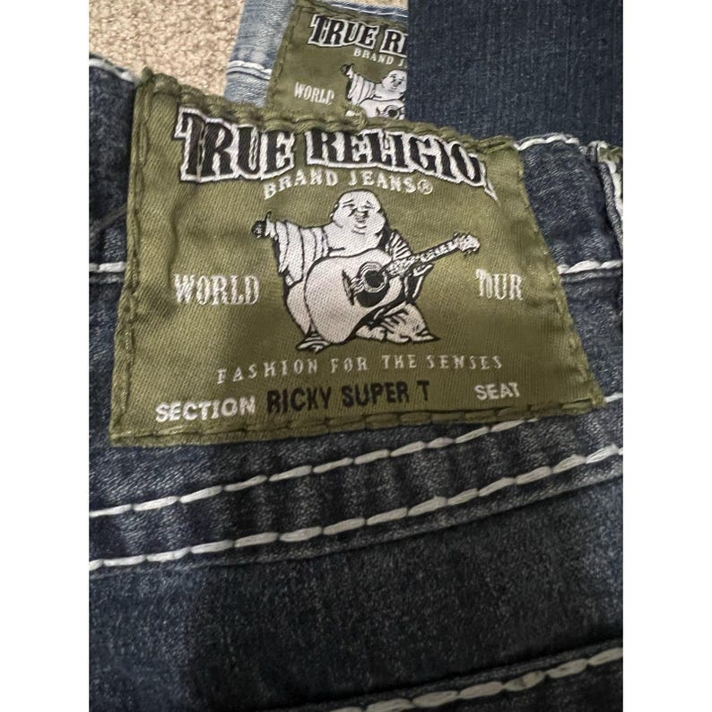 True Religion Ricky Super T 36 Jeans Thick Stitches Made In USA RARE Vintage image 9