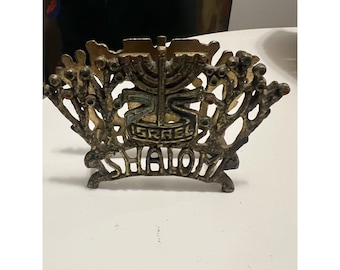Weinberg Shalom Brass Napkin Holder Israel Vintage