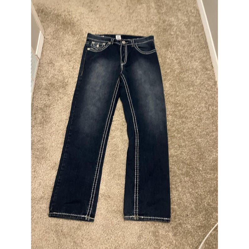 True Religion Ricky Super T-36 Thick Stitches Jeans Made In USA RARE Vintage image 9