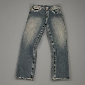 True Religion Ricky Super T 36 Jeans Thick Stitches Made In USA RARE Vintage image 3
