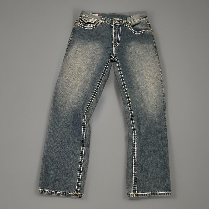True Religion Ricky Super T 36 Jeans Thick Stitches Made In USA RARE Vintage image 3