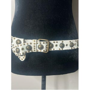 Vintage 90\'s Sand Castle Black Leather & Studded Grommet Belt Size S-L Sand Castle Stud Belt - Etsy main image 3