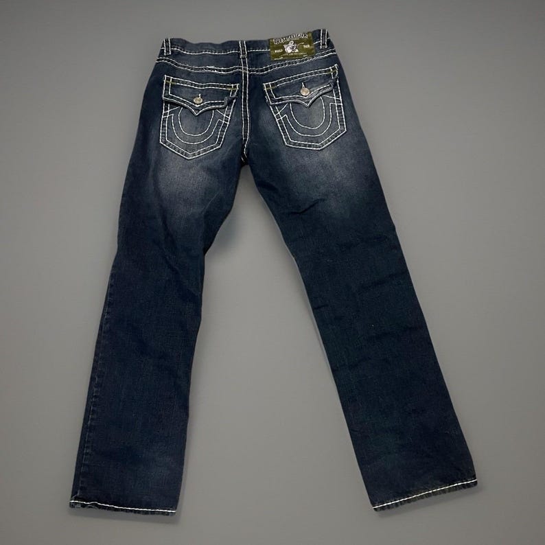 True Religion Ricky Super T-36 Thick Stitches Jeans Made In USA RARE Vintage image 3