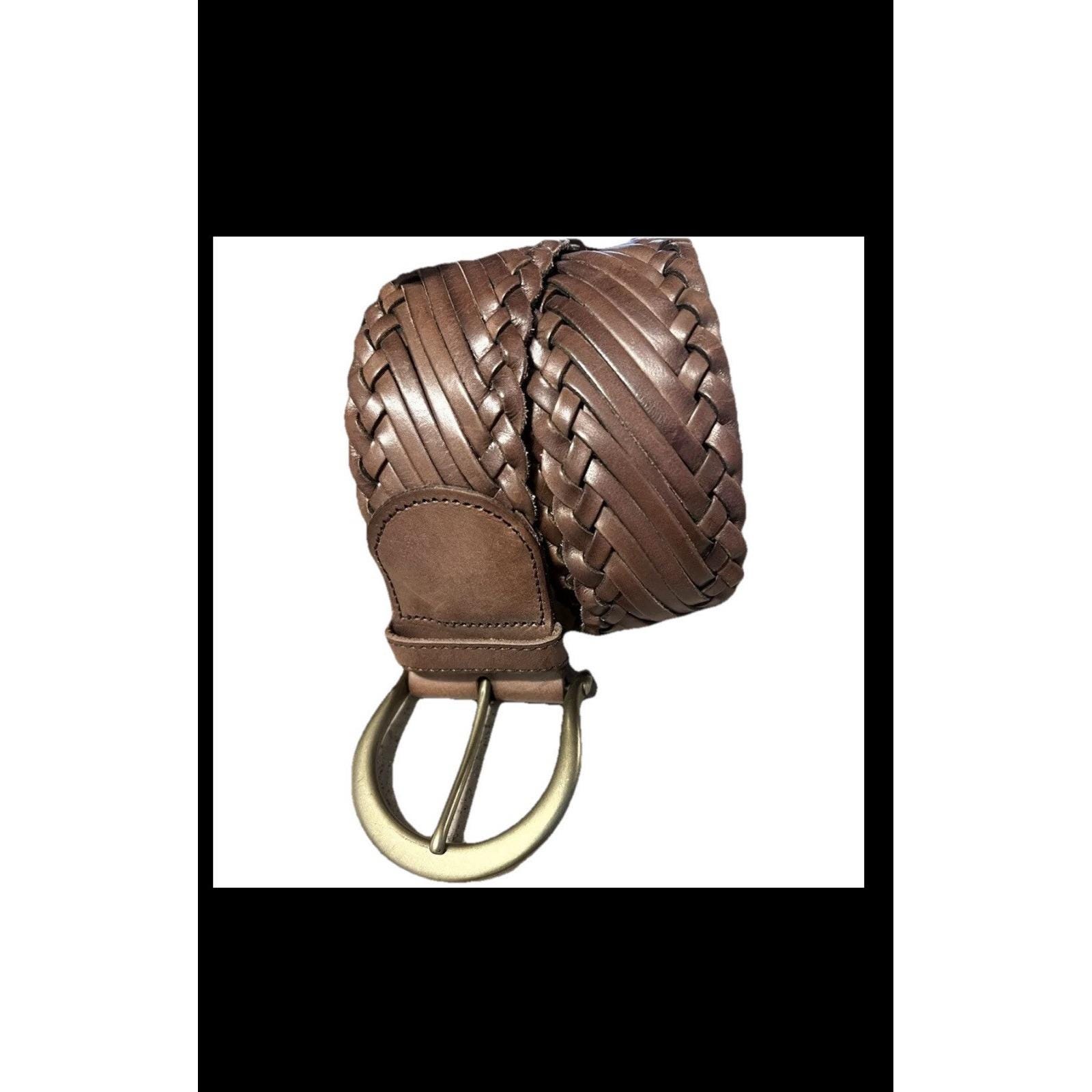 Linea Pelle Woven Belt With Solid Brass Buckle Large Vintage  display picture 1