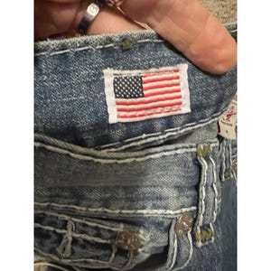 True Religion Ricky Super T 36 Jeans Thick Stitches Made In USA RARE Vintage image 7