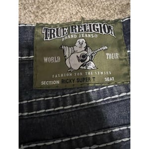 True Religion Ricky Super T-36 Thick Stitches Jeans Made In USA RARE Vintage image 8