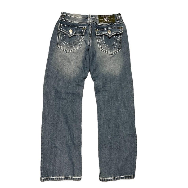 True Religion Ricky Super T 36 Jeans Thick Stitches Made In USA RARE Vintage image 1