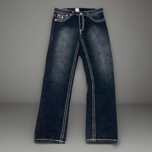 True Religion Ricky Super T-36 Thick Stitches Jeans Made In USA RARE Vintage image 1