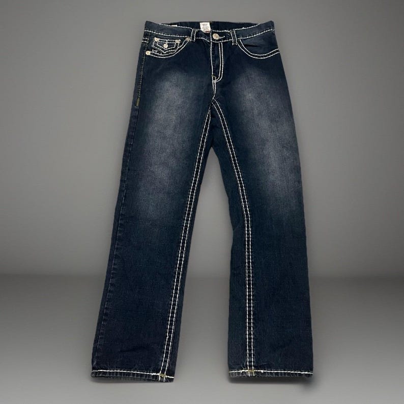True Religion Ricky Super T-36 Thick Stitches Jeans Made In USA RARE Vintage image 1