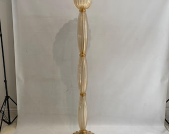 Signed Archimede Seguso Murano Glass Floor Lamp Gold Italian Art Deco 1980s