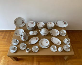 Winterling Bavaria Porcelain Dinnerware 71 Pieces Coffee Set Pink Roses Gold Table Kitchen Dining
