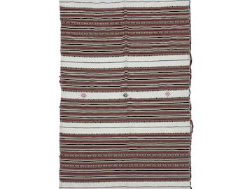 Handmade Striped Algerian Rug 1 of 2 Boho Antique 1980s Throw Berber