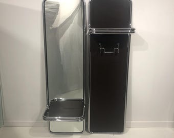 Wall Mounted Mirror Hanger Combo 1970s Mid Century Chic Vintage Italian Chrome