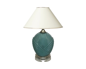Dusty Blue Candy Table Lamp Turquoise 1970s Hollywood Regency Midcentury Vintage