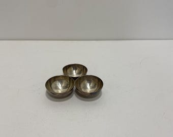 Silver Plated Triple Table Bowl Art Deco 1940s Salt & Pepper Sauce Egg Cup