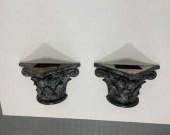 Bronze Corinthian Column Postmodern Wall Lights Sconce Vintage 1980s Gothic