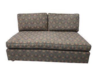 Low Tuxedo Two Seater Sofa On Wheels Mid Century Modern Settee 1960s Multicolour
