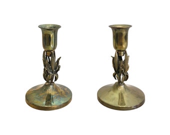 Pair Of Brass Corn Candle Holders Maison Charles France Midcentury Vintage 1970s