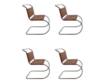 Set med 4 Ludwig Mies van der Rohe MR10 matstolar, design från 1960-talet
