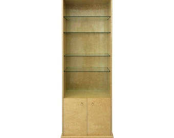 Tall 1980s Birds Eye Maple Display Cabinet Memphis Milano Style 1980s Vintage