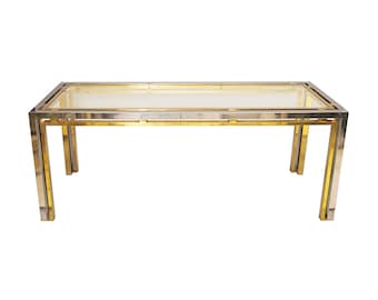 Romeo Rega Chrome & Brass Console Table 1970s Hollywood Regency Italian