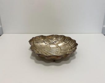 Large Silver Plated Sea Shell Plate Hollywood Regency Art Deco Italian 1970s