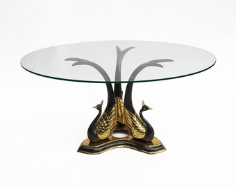 Brass Peacock Side Or Coffee Table Mid Century