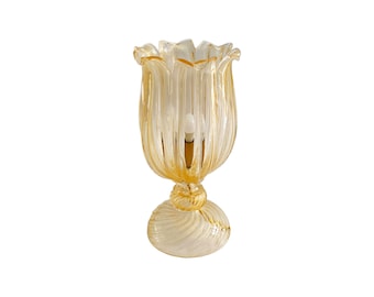 Archimede Seguso Handmade Murano Glass Table Lamp Gold Italian Art Deco 1960s Vintage