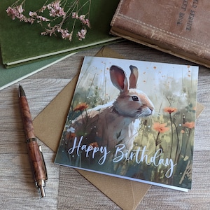 Hase Geburtstagskarte (Brauner Hase)