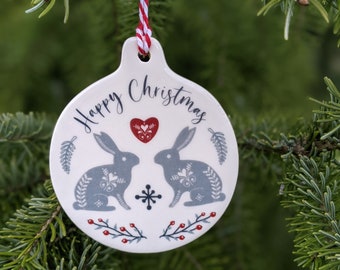 Bunny Rabbit Christmas Tree Decoration Bauble Hanging Decoration Hanger (Nordic)