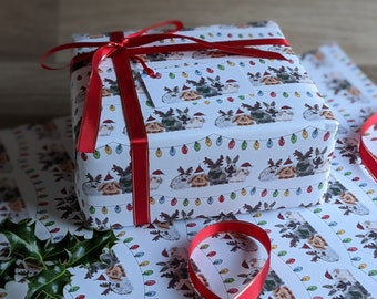 Bunny Rabbit Christmas Gift Wrap - Wrapping Paper and Gift Tag Set