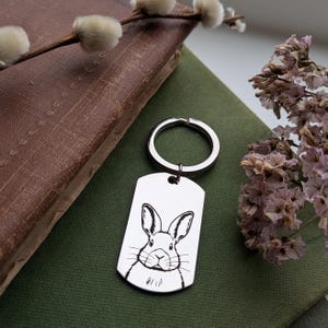 Personalised Rabbit Key Ring, Rabbit Key Chain, Bunny Key Ring, Personalized Bunny Key Chain, Rabbit Lovers, Bunny Lovers, Rabbit Gifts