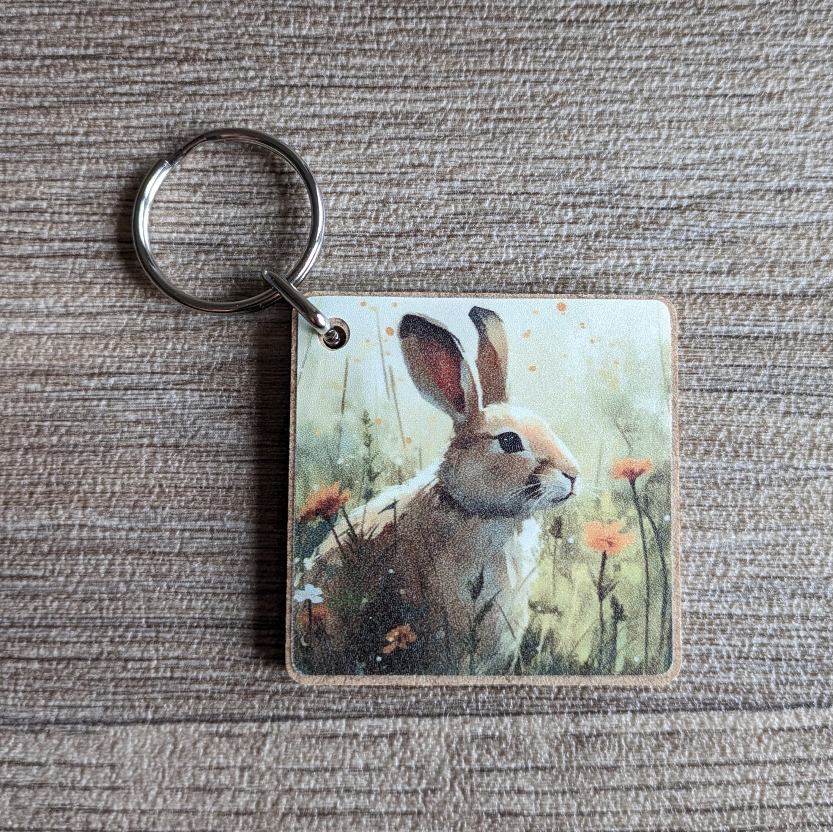 Rabbit Keyring (orange Flowers), Rabbit Keychain, Rabbit Gifts, Rabbit ...