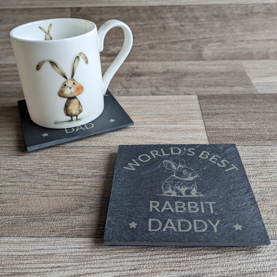 Personalised World's Best Rabbit Daddy Coaster, Rabbit Dad, Bunny Dad ...