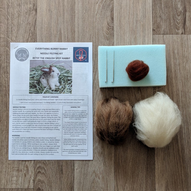Betsy the English Spot Rabbit Needle Felting Craft Kit - Etsy