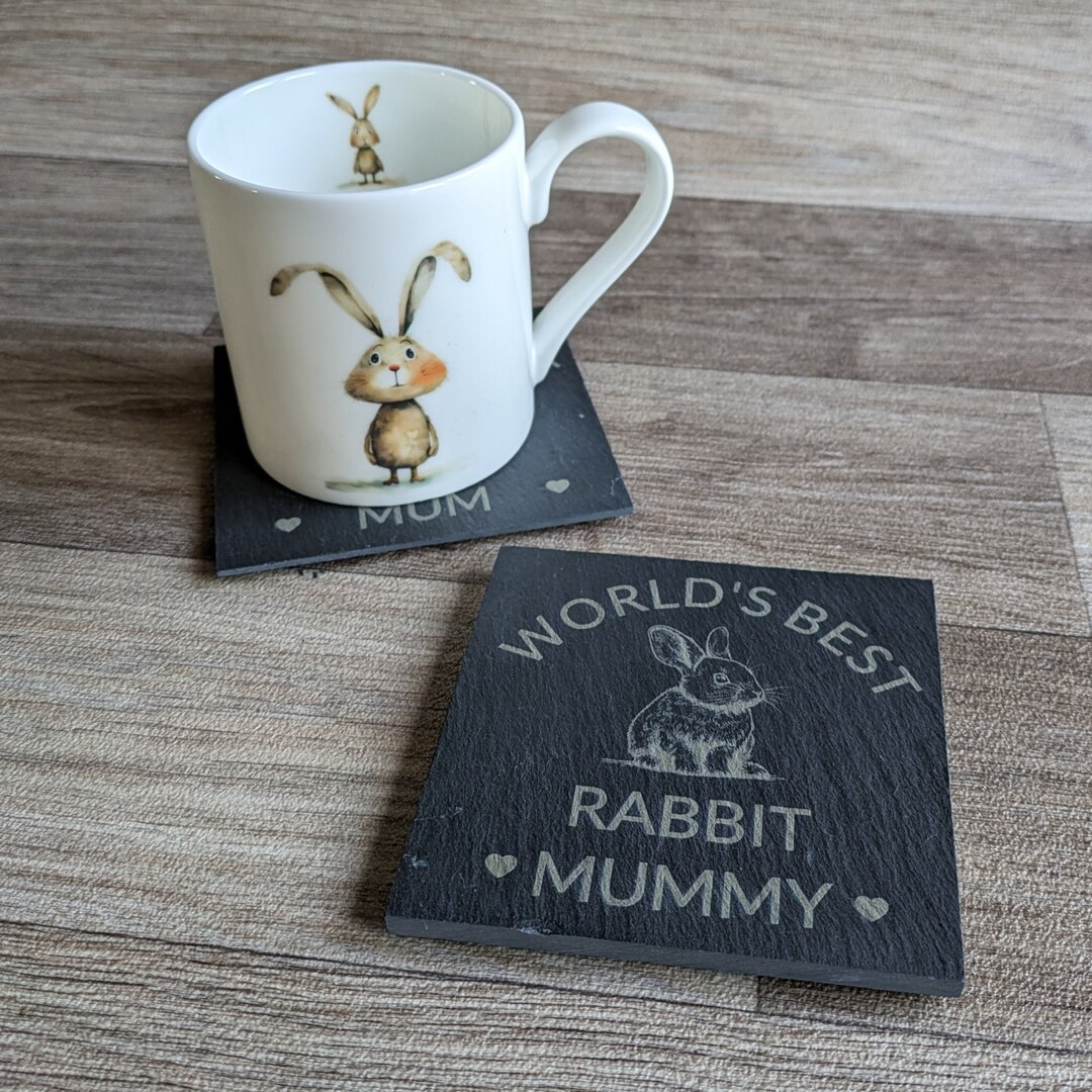 Mummy Catching Rabbit Personalised World's Best Rabbit Mummy Coaster, Rabbit Mum, Bunny Mummy ...